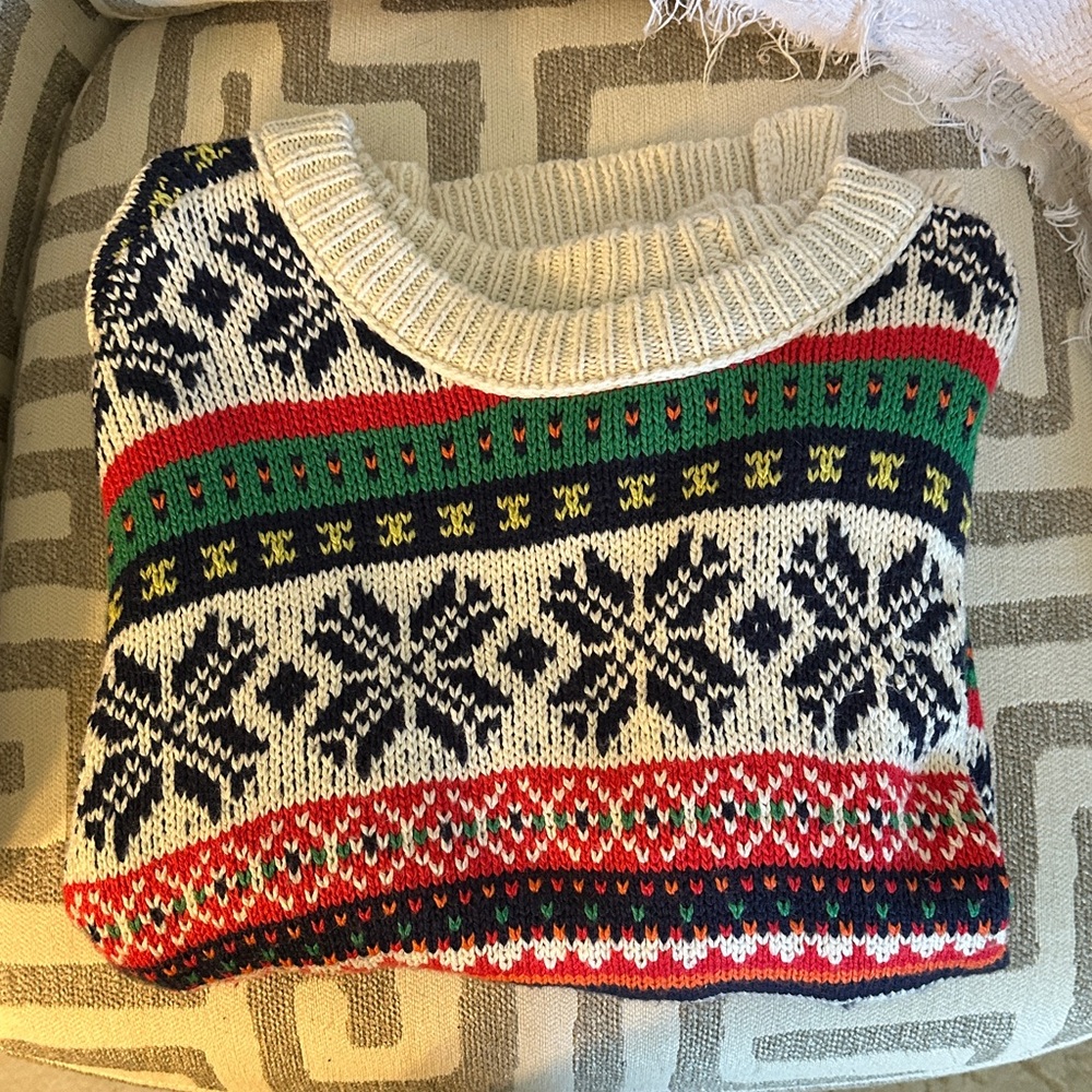 Aerie Festive Snowflake Sweater - Red, Green, Cream